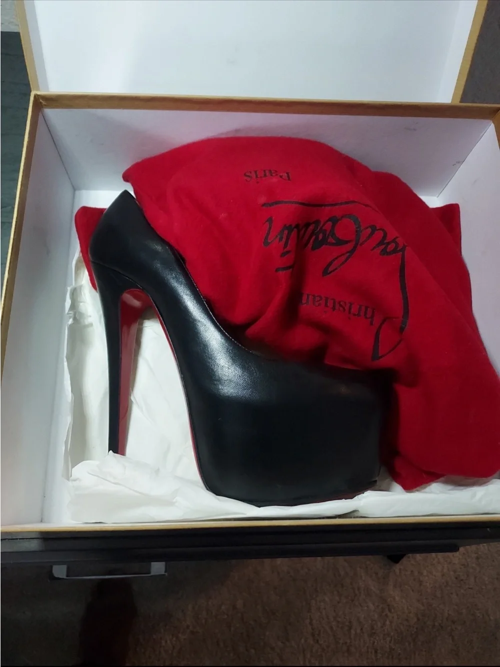 Christian Louboutin Black Platform Daffodile Stiletto Pump